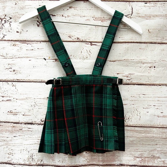 Blarney Other - BLARNEY Green and Red Plaid Toddler Girls Skirt with Tartan Suspenders Sz 18